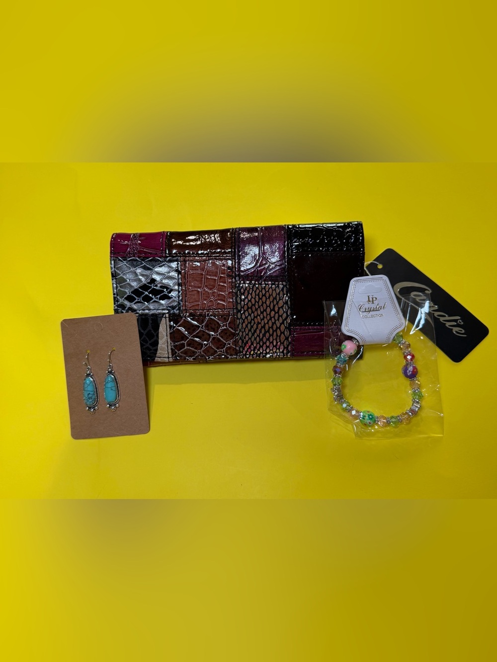 Patchwork Patent Clutch Wallet - Multicolor& accessories